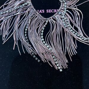 Victoria's Secret Brass and Crystal Fringe Necklace
